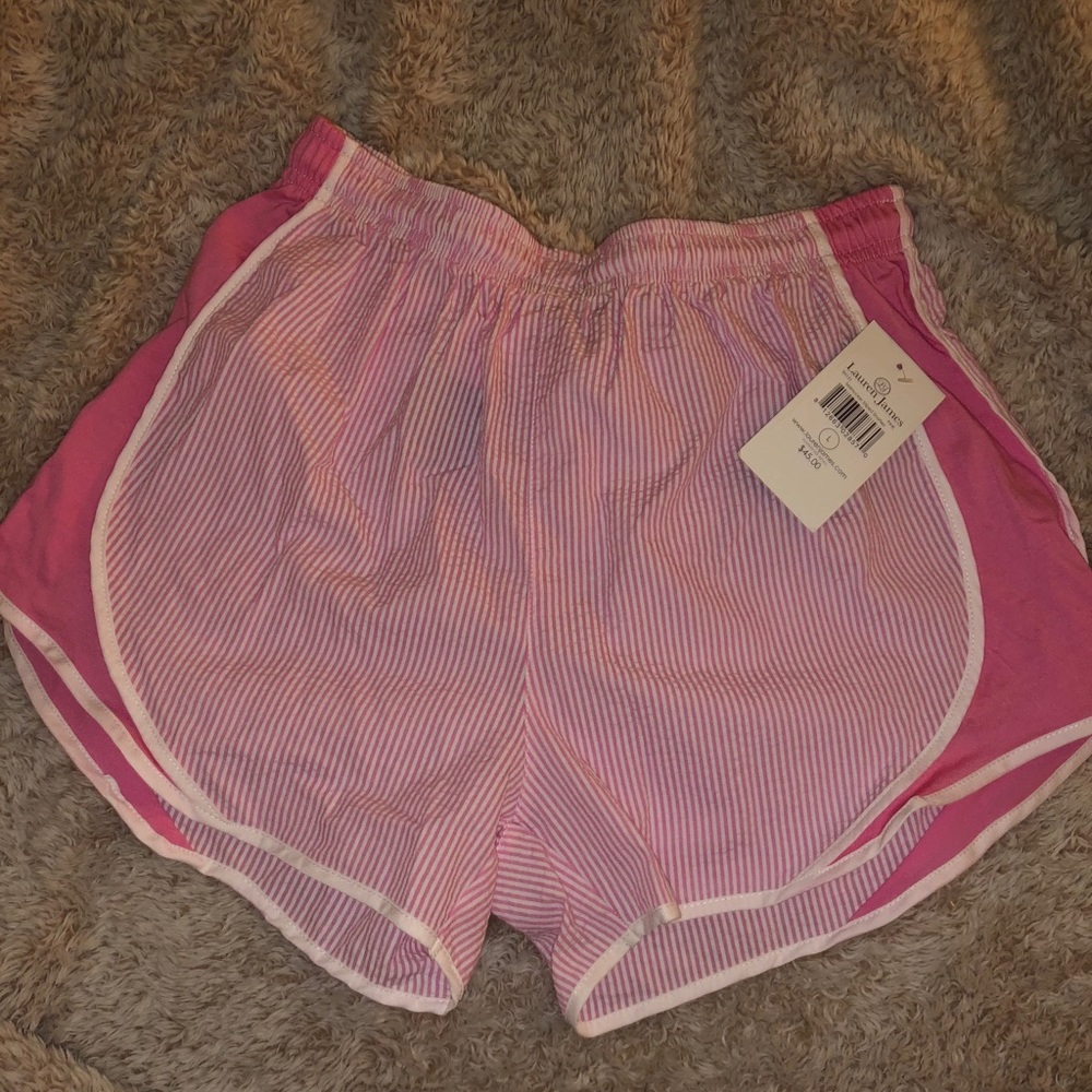 Lauren James Pink Seersucker Shorts Large